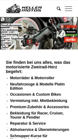 Vorschau der mobilen Webseite www.keller-motos.ch, Werner Keller AG