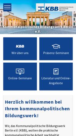 Vorschau der mobilen Webseite www.kbb-berlin.de, Kommunalpolitisches Bildungswerk Berlin [KKB]