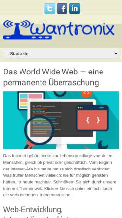 Vorschau der mobilen Webseite www.wantronix.de, Netzwerk- und Hardwarespezialist
