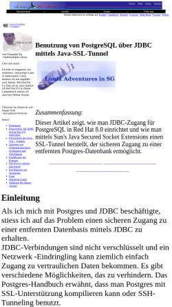 Vorschau der mobilen Webseite www.linuxfocus.org, Linuxfocus: Benutzung von PostgreSQL über JDBC mittels Java-SSL-Tunnel