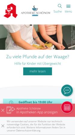 Vorschau der mobilen Webseite www.apotheke-schoenow.de, Apotheke-Schönow