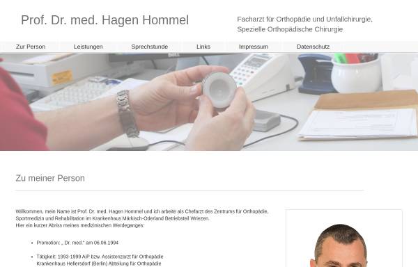 Vorschau von www.dr-hommel.de, Dr. Hagen Hommel - Facharzt für Orthopädie und Unfallchirurgie