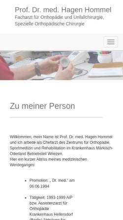 Vorschau der mobilen Webseite www.dr-hommel.de, Dr. Hagen Hommel - Facharzt für Orthopädie und Unfallchirurgie
