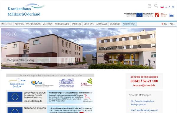Vorschau von www.krankenhaus-mol.de, Krankenhaus MärkischOderland GmbH