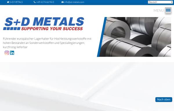 Vorschau von www.sd-metals.com, S+D METALS GmbH