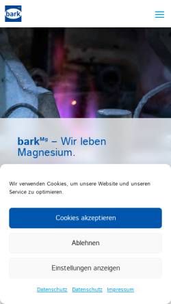 Vorschau der mobilen Webseite www.cc-bark.de, C&C Bark Magnesiumdruckguss und Formenbau GmbH