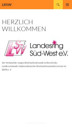 Vorschau der mobilen Webseite www.lrsw.de, Junge Briefmarkenfreunde in Süd-West