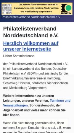 Vorschau der mobilen Webseite www.philatelistenverband-norddeutschland.de, Philatelistenverband Norddeutschland e.V.