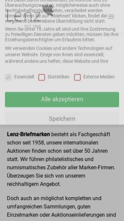 Vorschau der mobilen Webseite www.briefmarken-lenz.de, LENZ-Briefmarken
