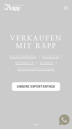 Vorschau der mobilen Webseite www.rapp-auktionen.com, Peter Rapp AG