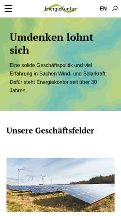 Vorschau der mobilen Webseite www.energiekontor.de, EnergieKontor AG