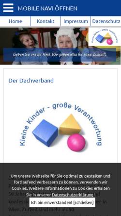 Vorschau der mobilen Webseite www.kindergarten.at, Dachverband der Wiener Privatkindergärten