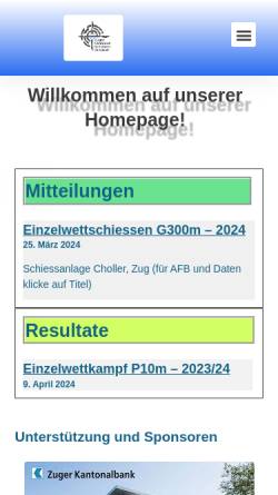 Vorschau der mobilen Webseite www.zugerksv.ch, Zuger Kantonal-Schützen-Verband