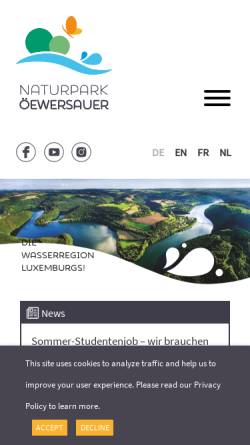 Vorschau der mobilen Webseite www.naturpark-sure.lu, Naturpark Obersauer