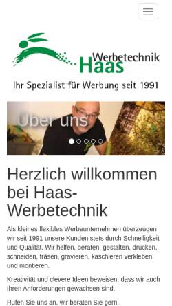 Vorschau der mobilen Webseite www.haas-werbetechnik.de, Haas Werbetechnik, Inh. Franz-Peter Haas