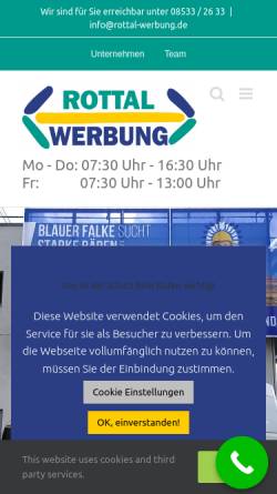 Vorschau der mobilen Webseite www.rottal-werbung.de, Rottal Werbung Werbetechnik