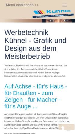Vorschau der mobilen Webseite www.werbetechnik-kuehnel.de, Werbetechnik Kühnel