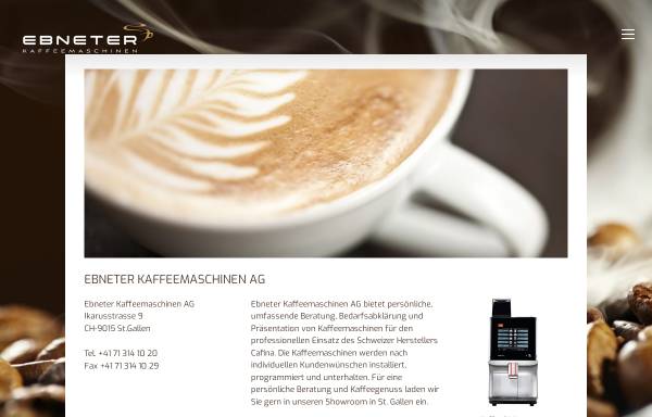 Vorschau von www.ebneter-kaffeemaschinen.ch, Ebneter Kaffeemaschinen AG