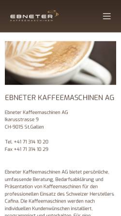 Vorschau der mobilen Webseite www.ebneter-kaffeemaschinen.ch, Ebneter Kaffeemaschinen AG