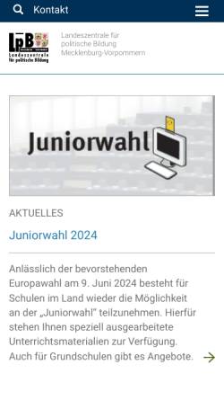 Vorschau der mobilen Webseite www.lpb-mv.de, Landeszentrale für politische Bildung MecklenburgVorpommern