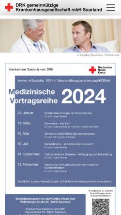 Vorschau der mobilen Webseite www.drktg.de, DRK Deutsches Rotes Kreuz gemeinnützige Krankenhausgesellschaft mbH Saarland