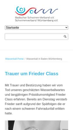Vorschau der mobilen Webseite www.waba-bw.de, Wasserball in Württemberg