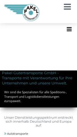 Vorschau der mobilen Webseite www.pakelgutertransporte.de, Pakel Gütertransporte