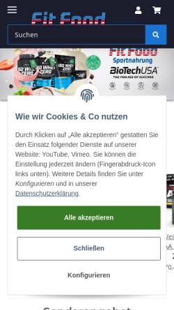 Vorschau der mobilen Webseite www.fitfood.com, Fit Food Vertriebs GmbH