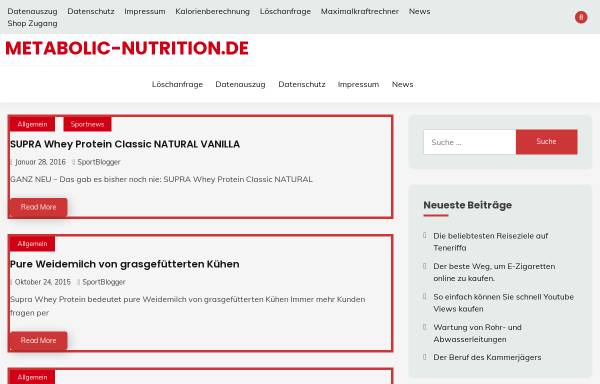 Vorschau von www.metabolic-nutrition.de, Metabolic Nutrition Sporternährungs GmbH