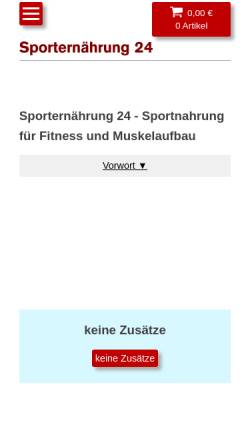 Vorschau der mobilen Webseite www.xn--sporternhrung24-7kb.de, Sporternährung 24, Ralf Bergner