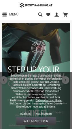 Vorschau der mobilen Webseite www.sportnahrung.at, Sporternährung Mitteregger GmbH