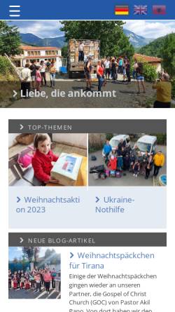 Vorschau der mobilen Webseite www.chwev.de, Albanienhilfe Wismar