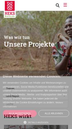 Vorschau der mobilen Webseite www.heks.ch, Hilfswerk der evangelischen Kirchen Schweiz HEKS