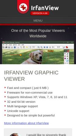 Vorschau der mobilen Webseite www.irfanview.com, IrfanView