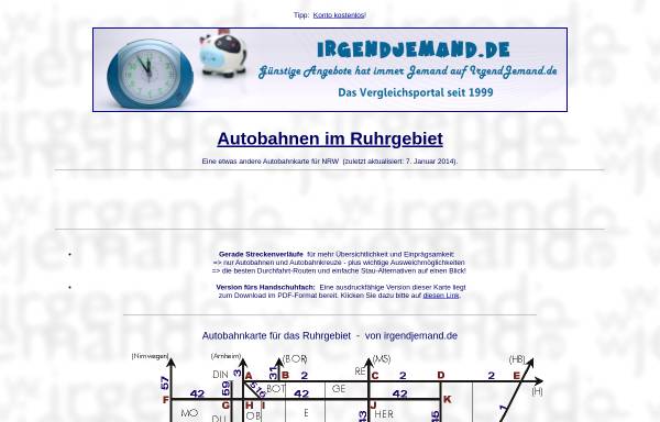 Vorschau von www.irgendjemand.de, Autobahnkarte des Ruhrgebiets