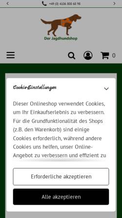 Vorschau der mobilen Webseite www.derjagdhundshop.de, Der Jagdhundshop, Katrin Lüders