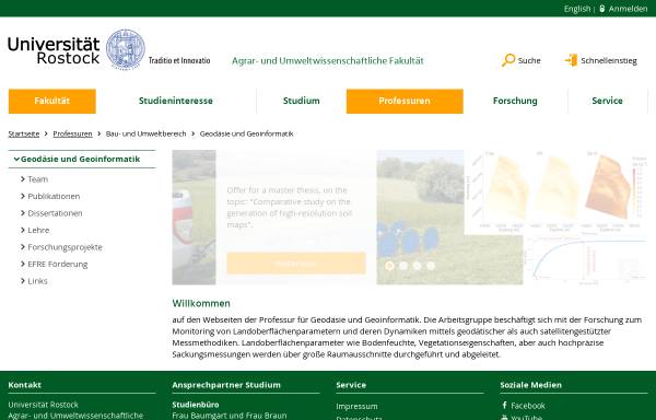 Vorschau von www.auf.uni-rostock.de, Institut für Geodäsie und Geoinformatik der Universität Rostock