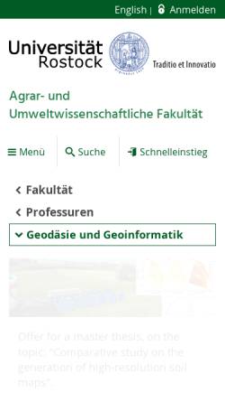 Vorschau der mobilen Webseite www.auf.uni-rostock.de, Institut für Geodäsie und Geoinformatik der Universität Rostock