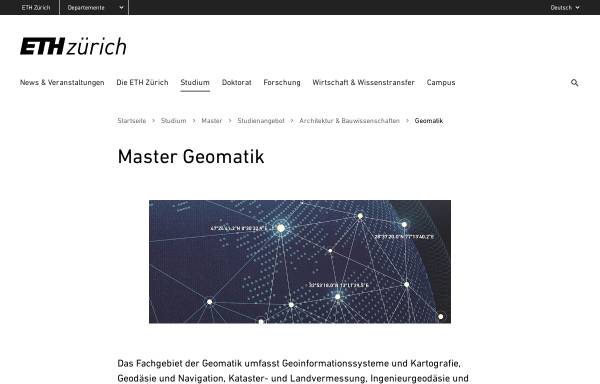 Vorschau von www.geomatik.ethz.ch, Studiengang Geomatikingenieurwissenschaften der ETH Zürich