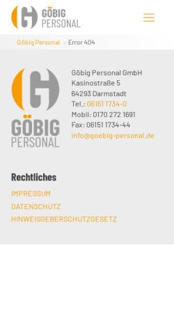 Vorschau der mobilen Webseite www.goebig-personal.de, Personaldienstleistungen Ilse Göbig GmbH