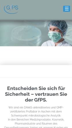 Vorschau der mobilen Webseite www.gfps.de, GfPS Gesellschaft für Produktionshygiene und Sterilitätssicherung mbH