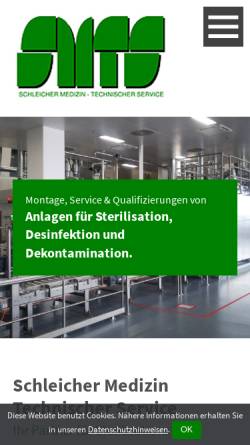 Vorschau der mobilen Webseite www.schleicher-med-technik.de, SMTS Schleicher Medizin-Technischer Service, Inh. Friedrich Schleicher