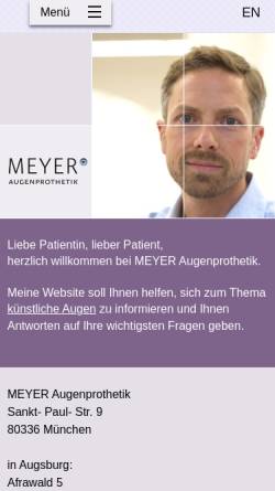 Vorschau der mobilen Webseite www.meyer-augenprothetik.de, Meyer Augenprothetik, Inh. Thorsten Meyer