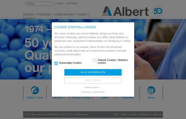 Vorschau von www.albert.de, Albert Hohlkörper GmbH & Co. KG