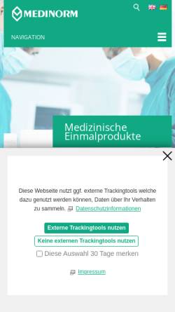 Vorschau der mobilen Webseite medinorm.eu, Medinorm Medizintechnik GmbH