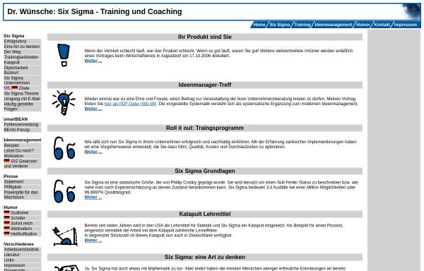 Vorschau von www.drwuensche.de, Six Sigma - Training und Coaching