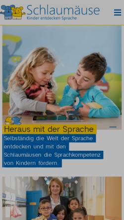 Vorschau der mobilen Webseite www.schlaumaeuse.de, Schlaumäuse - Kinder entdecken Sprache