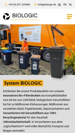 Vorschau der mobilen Webseite www.biologic.de, Biologic Gesellschaft für Biotechnologie und Umweltschutz mbH & Co. KG