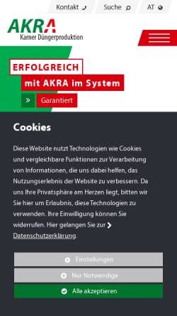 Vorschau der mobilen Webseite www.duenger-akra.at, Karner Düngerproduktion GmbH