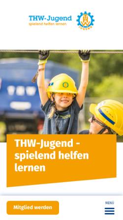 Vorschau der mobilen Webseite www.thw-jugend.de, THW-Jugend e.V.